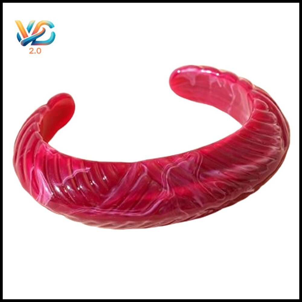 Chunky Acrylic Bangle Bracelet Vintage Y2K Geometric Statement Adjustable Fit